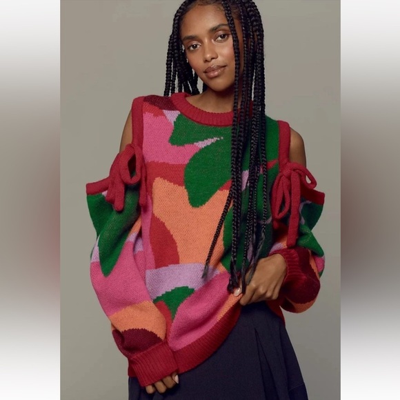 FARM Rio Sweaters - FARM Rio x Anthropologie Cold-Shoulder Crew Neck Sweater Size Small